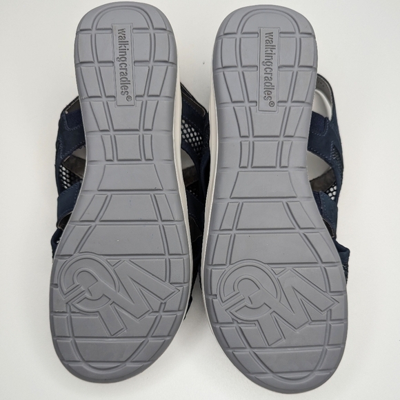 Walking Cradles NWOT Spencer Leather Open Toe Slingback Sandal blue size 9 - Picture 7 of 9